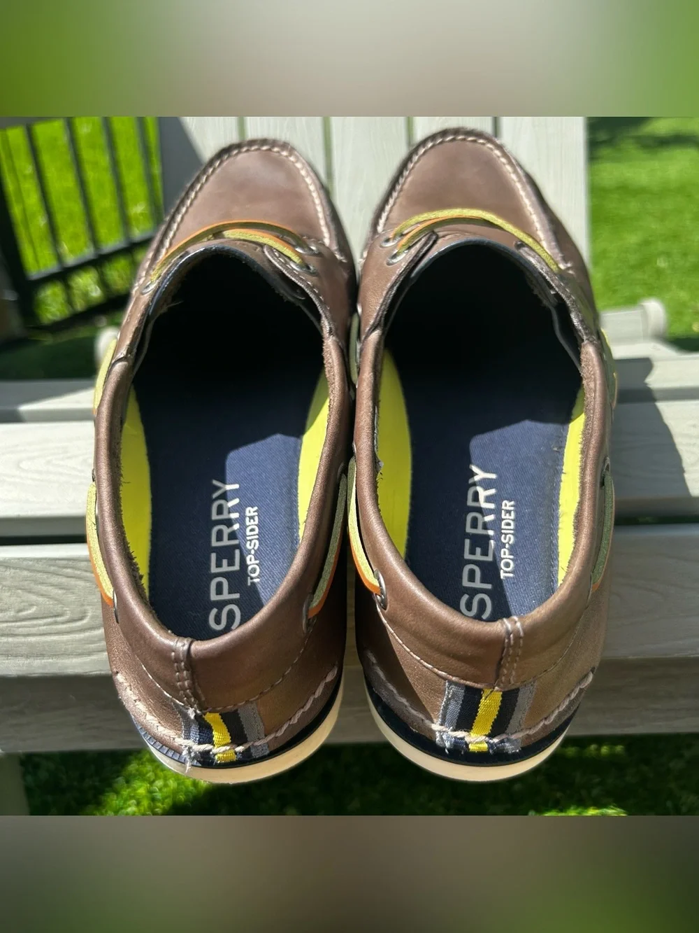 Sperry Men’s 9 Top Sider Leeward Nautical Cross Lace Boat Shoe Brown Leather